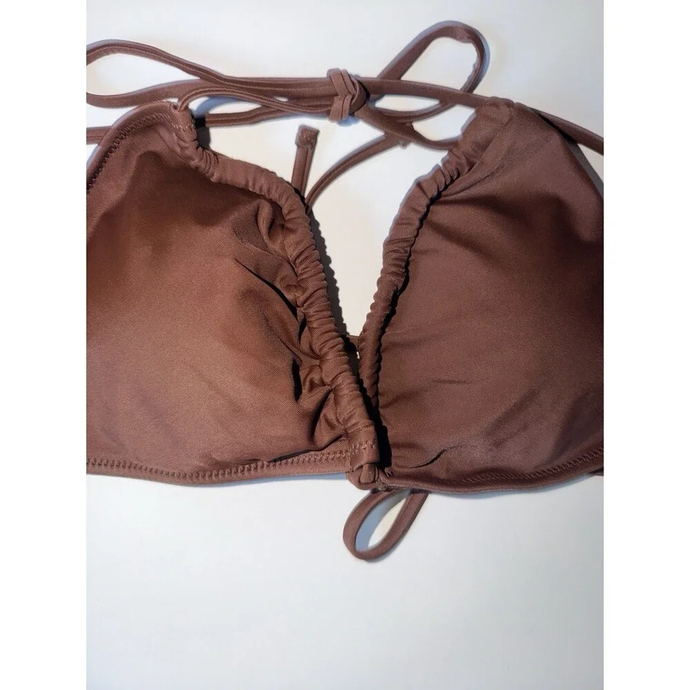 Wild Fable Triangle Bikini Top Womens XL Brown Tricot New